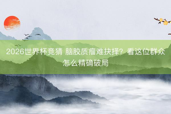 2026世界杯竞猜 脑胶质瘤难抉择？看这位群众怎么精确破局