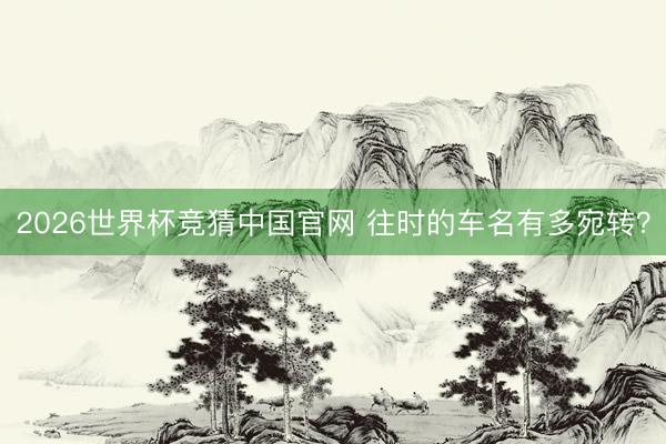 2026世界杯竞猜中国官网 往时的车名有多宛转？