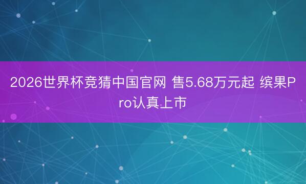 2026世界杯竞猜中国官网 售5.68万元起 缤果Pro认真上市