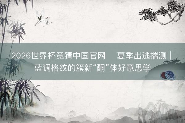2026世界杯竞猜中国官网 ️夏季出逃揣测 | 蓝调格纹的簇新“酮”体好意思学
