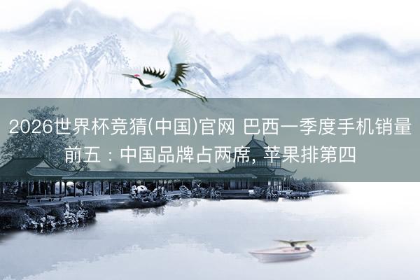 2026世界杯竞猜(中国)官网 巴西一季度手机销量前五 : 中国品牌占两席, 苹果排第四