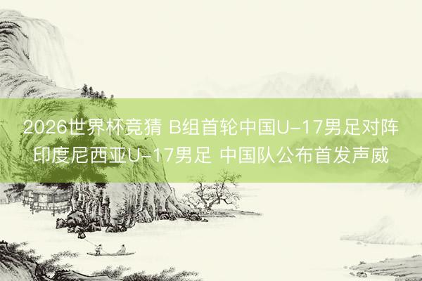 2026世界杯竞猜 B组首轮中国U-17男足对阵印度尼西亚U-17男足 中国队公布首发声威