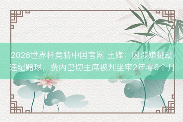2026世界杯竞猜中国官网 土媒：因涉嫌挑动违纪赌球，费内巴切主席被判坐牢2年零6个月