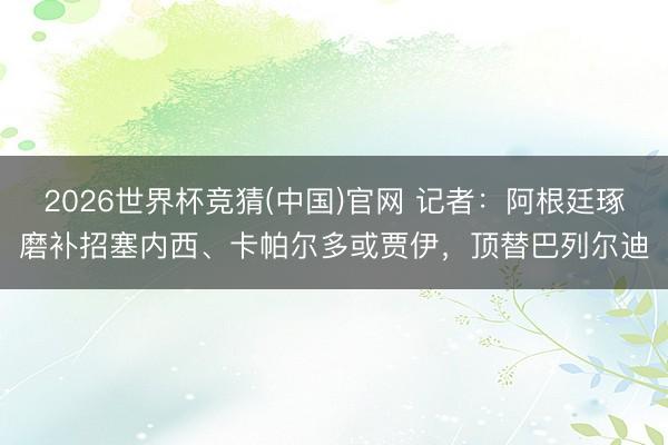 2026世界杯竞猜(中国)官网 记者:阿根廷琢磨补招塞内西、卡帕尔多或贾伊,顶替巴列尔迪