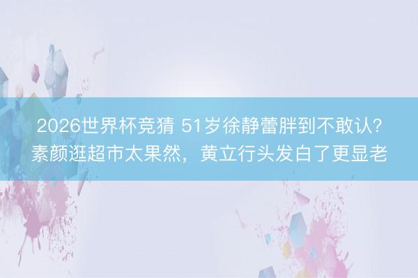 2026世界杯竞猜 51岁徐静蕾胖到不敢认？素颜逛超市太果然，黄立行头发白了更显老