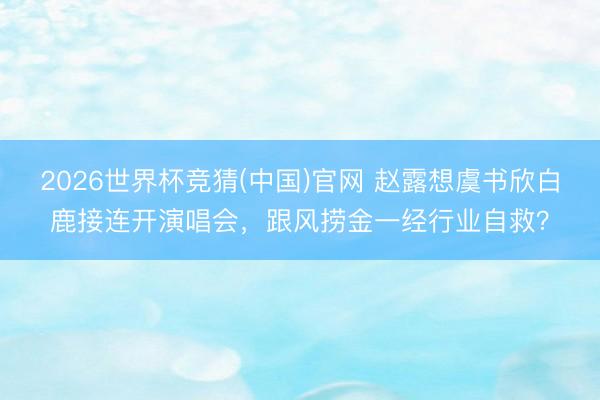 2026世界杯竞猜(中国)官网 赵露想虞书欣白鹿接连开演唱会，跟风捞金一经行业自救？