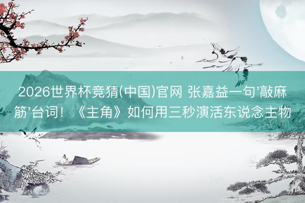 2026世界杯竞猜(中国)官网 张嘉益一句'敲麻筋'台词！《主角》如何用三秒演活东说念主物