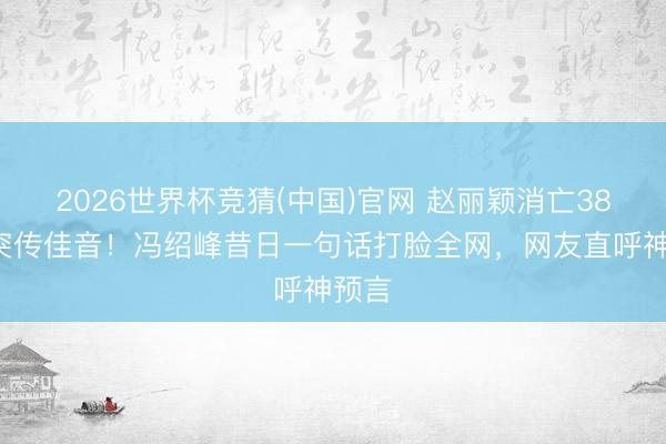 2026世界杯竞猜(中国)官网 赵丽颖消亡380天突传佳音!冯绍峰昔日一句话打脸全网,网友直呼神预言