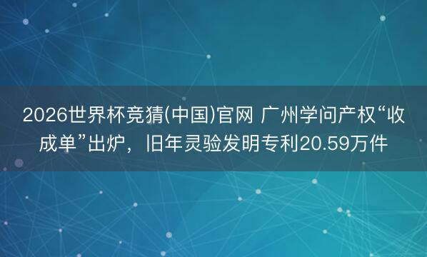 2026世界杯竞猜(中国)官网 广州学问产权“收成单”出炉，旧年灵验发明专利20.59万件
