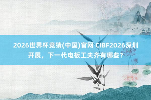 2026世界杯竞猜(中国)官网 CIBF2026深圳开展，下一代电板工夫齐有哪些？