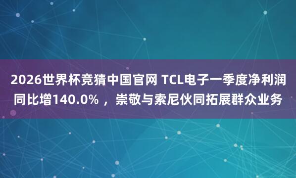 2026世界杯竞猜中国官网 TCL电子一季度净利润同比增140.0% ,崇敬与索尼伙同拓展群众业务