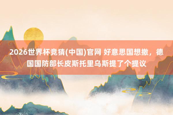 2026世界杯竞猜(中国)官网 好意思国想撤，德国国防部长皮斯托里乌斯提了个提议