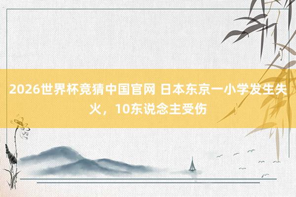 2026世界杯竞猜中国官网 日本东京一小学发生失火，10东说念主受伤