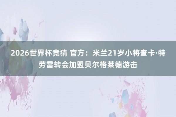 2026世界杯竞猜 官方:米兰21岁小将查卡·特劳雷转会加盟贝尔格莱德游击